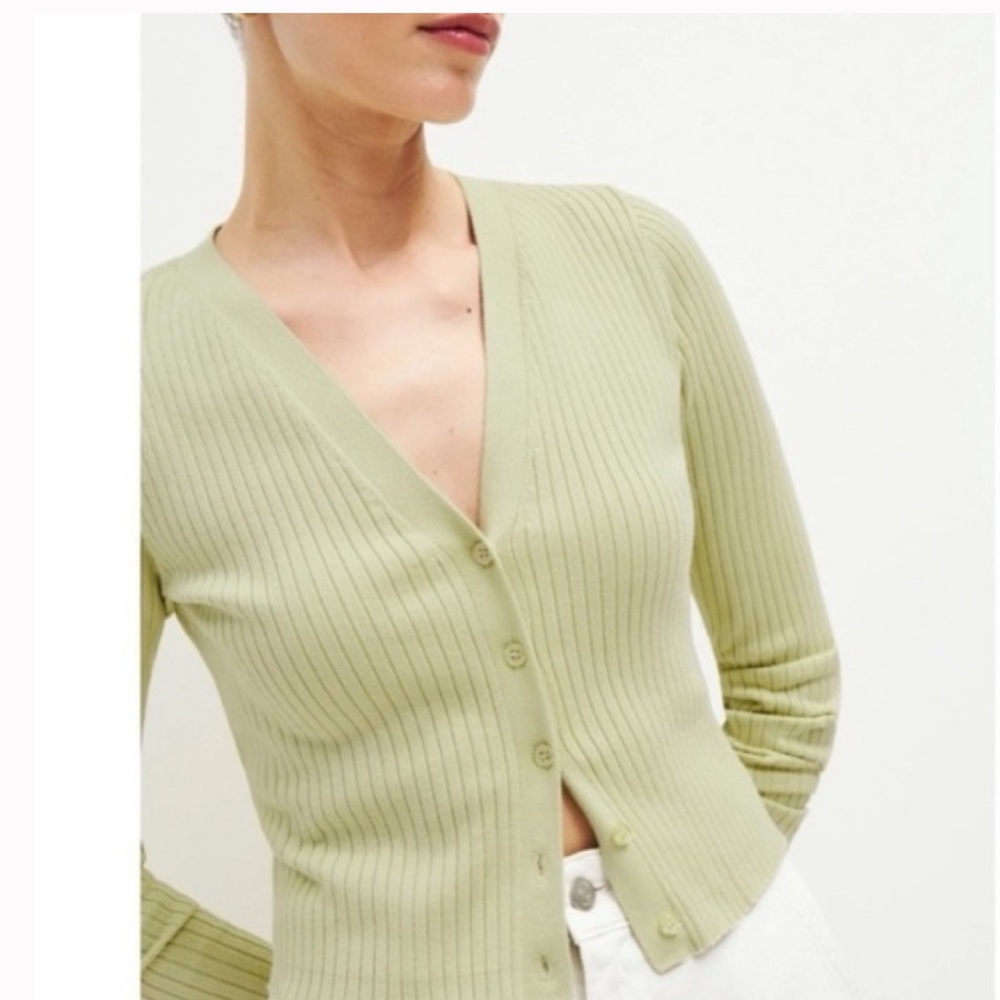 Reformation Light Green Ribbed Cardigan - Picture 3 of 3